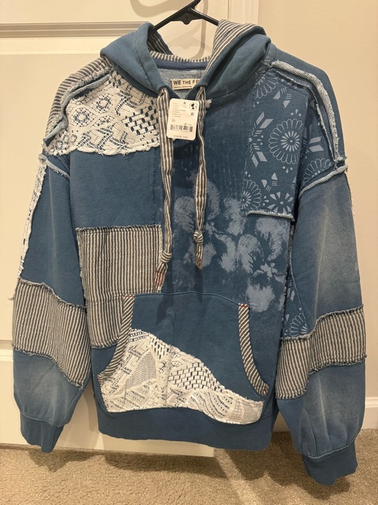 We The Free Tops - We The Free Indigo Patchwork Lace Hoodie